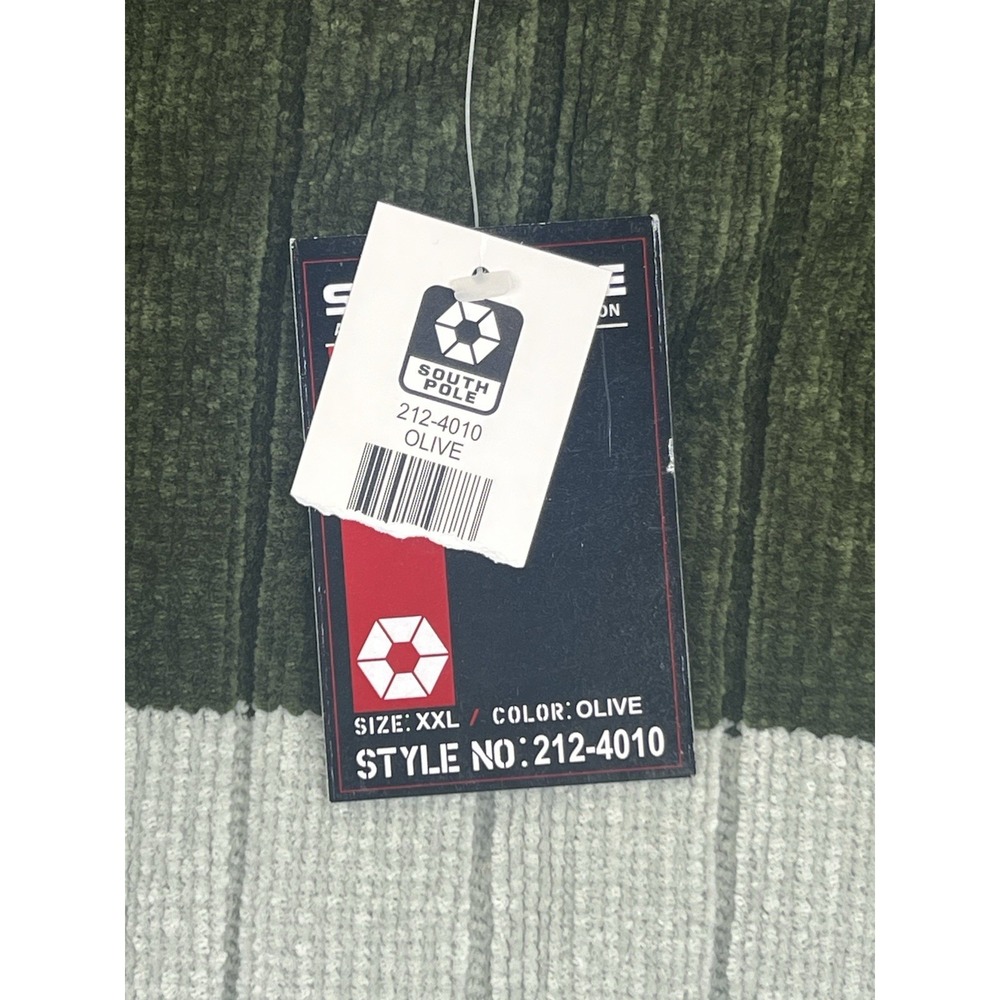 Vintage 90s Southpole Knit Sweater Green Mens Sz 2XL Turtle Neck Y2K‎ Velour NWT - Picture 2 of 10